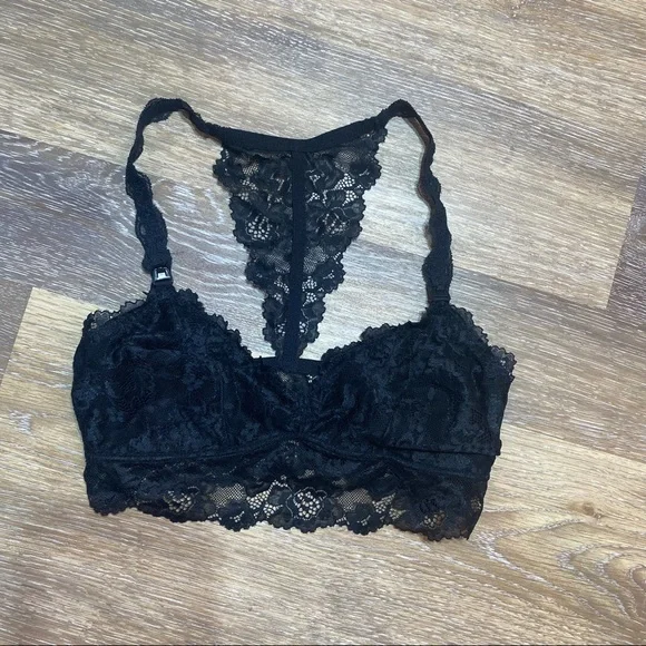 GILLIGAN & O.MALLEY BRALETTE, RACERBACK, BLACK LACE - Picture 2 of 6